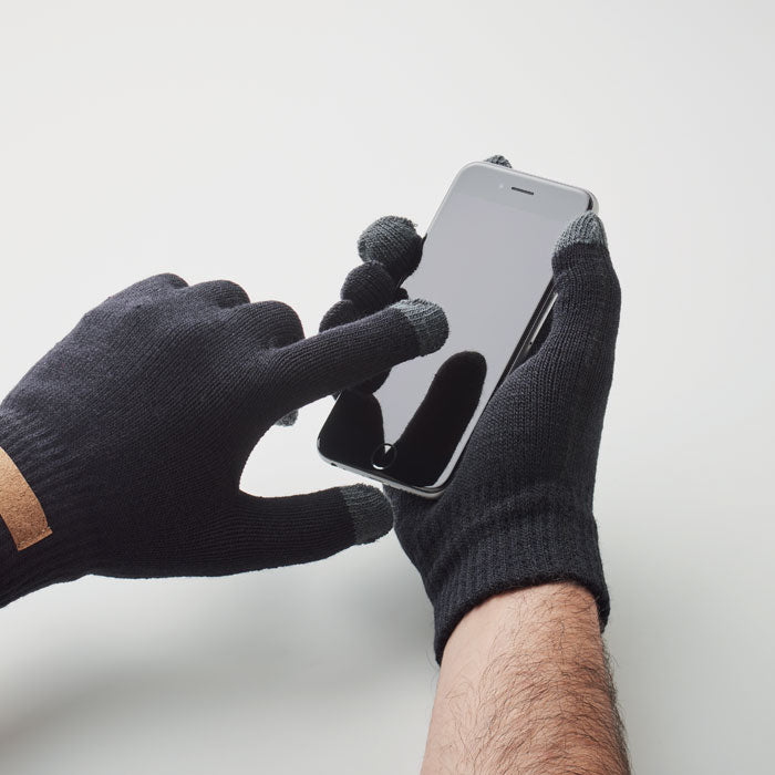 Branded RPET Tactile Gloves with Cork Label without branding