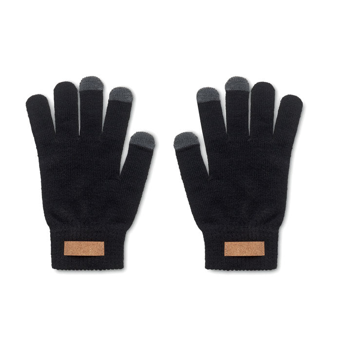 Branded RPET Tactile Gloves with Cork Label