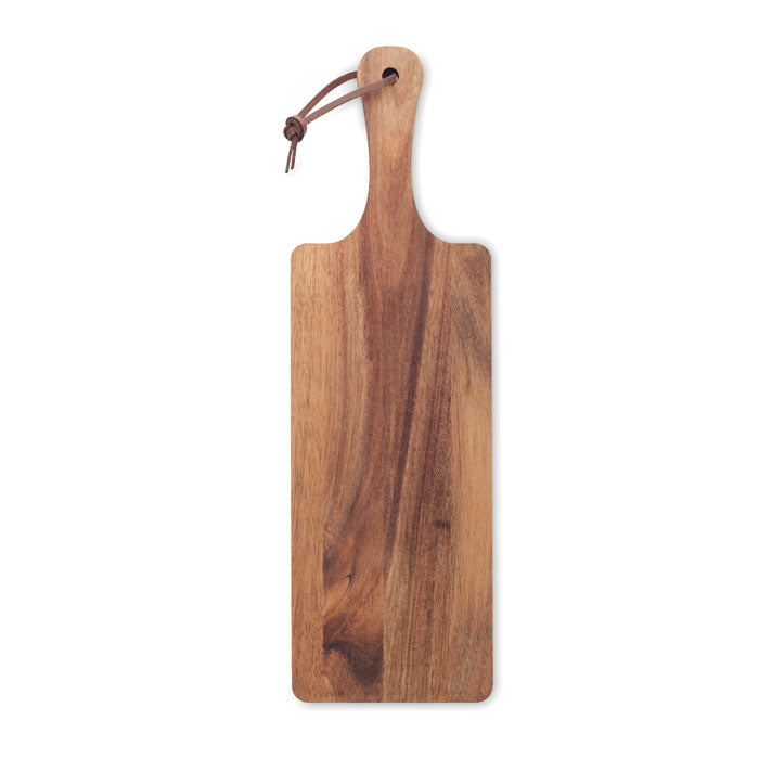 Branded Acacia Wood Serving Board with Handle and Cord without branding