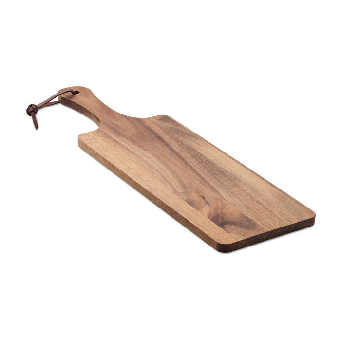 Branded Acacia Wood Serving Board with Handle and Cord
