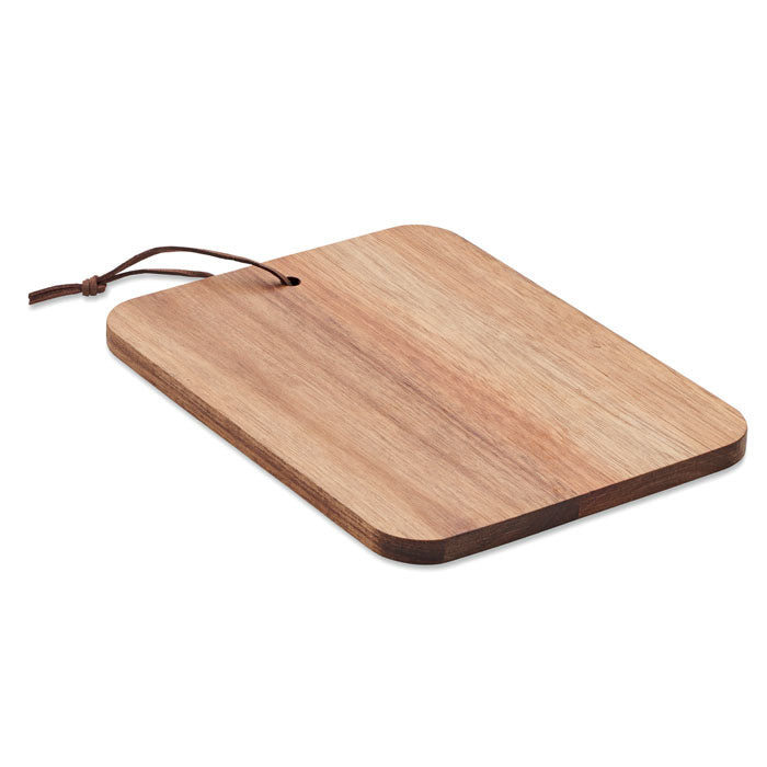 Branded Small Acacia Wood Cutting Board with Cord