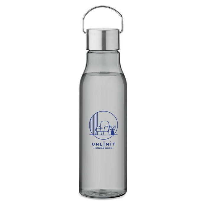 Branded RPET Bottle with Steel Cap - 600ml in Grey