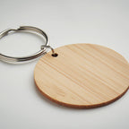 Branded Round Bamboo Key Ring without branding