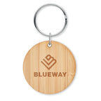 Branded Round Bamboo Key Ring