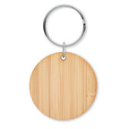 Branded Round Bamboo Key Ring without branding