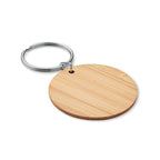 Branded Round Bamboo Key Ring