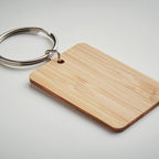 Branded Rectangular Bamboo Key Ring without branding