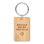 Branded Rectangular Bamboo Key Ring