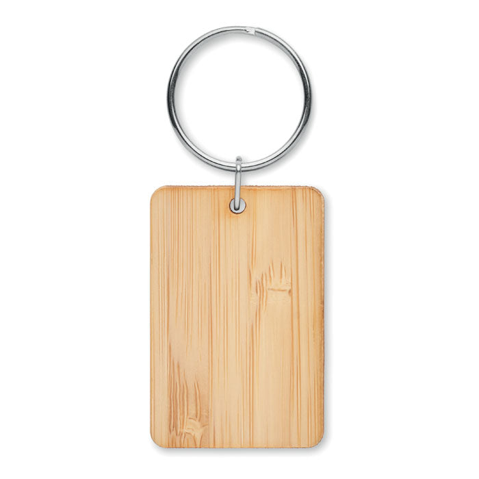 Branded Rectangular Bamboo Key Ring without branding