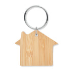 Branded House Shaped Bamboo Key Ring without branding