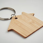 Branded House Shaped Bamboo Key Ring without branding