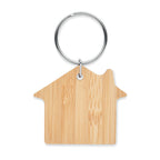 Branded House Shaped Bamboo Key Ring without branding
