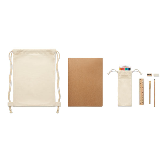 Branded Kids Drawing and Stationery Set in Drawstring Bag without branding