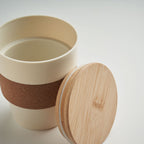 Branded Tumbler with Cork Sleeve and Bamboo Lid without branding