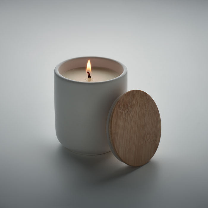 Branded Fresh Linen Candle in Stoneware Jar 200g without branding