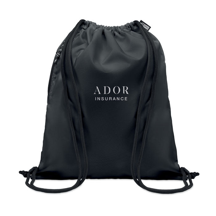 Branded Large Drawstring Bag 300D RPET in Black
