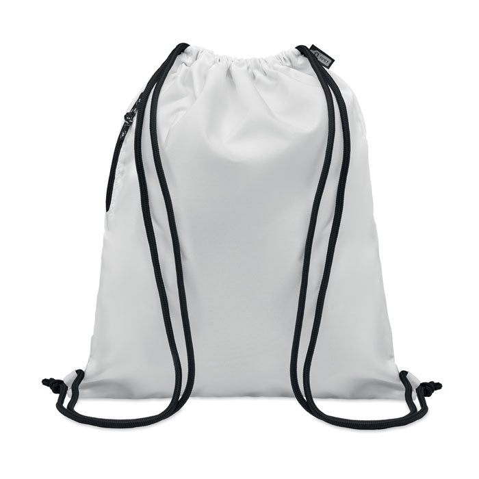 Branded Large Drawstring Bag 300D RPET in White