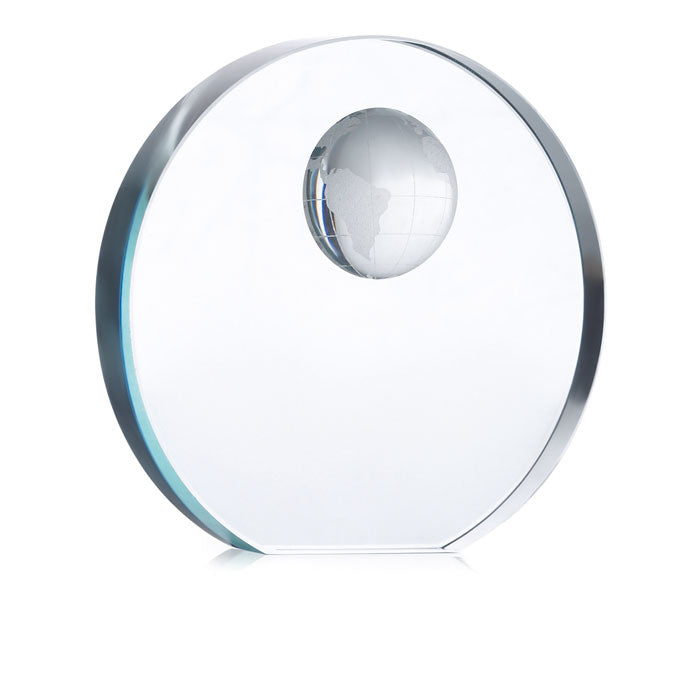 Branded Globe Pattern Glass Trophy