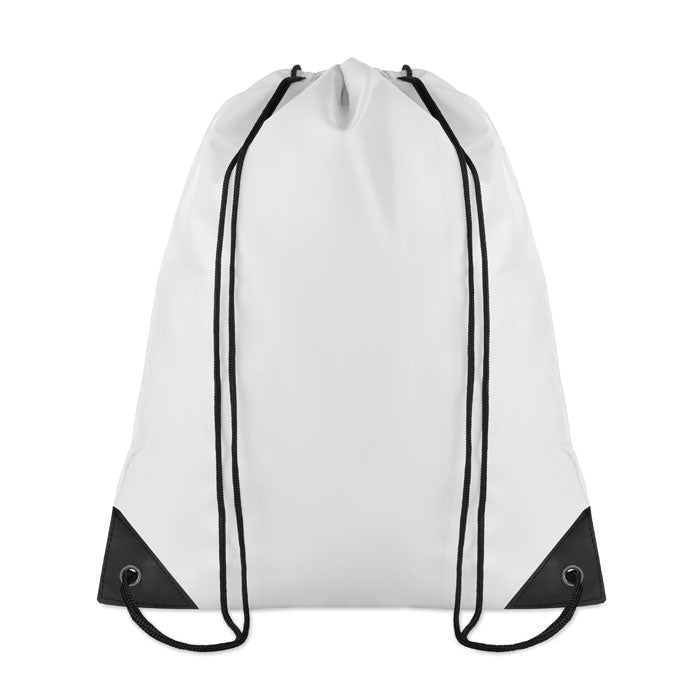 Branded 190T Polyester Drawstring Bag in White