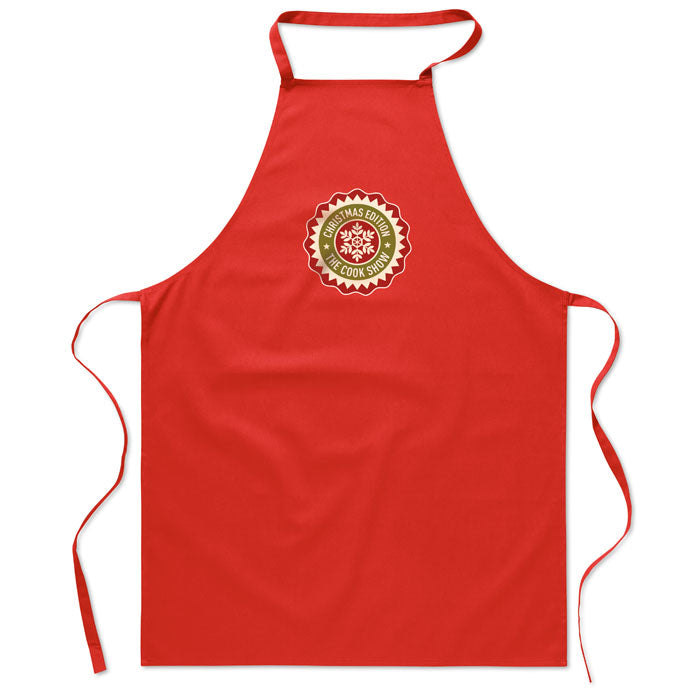 Branded Cotton Kitchen Apron 180gsm in Red