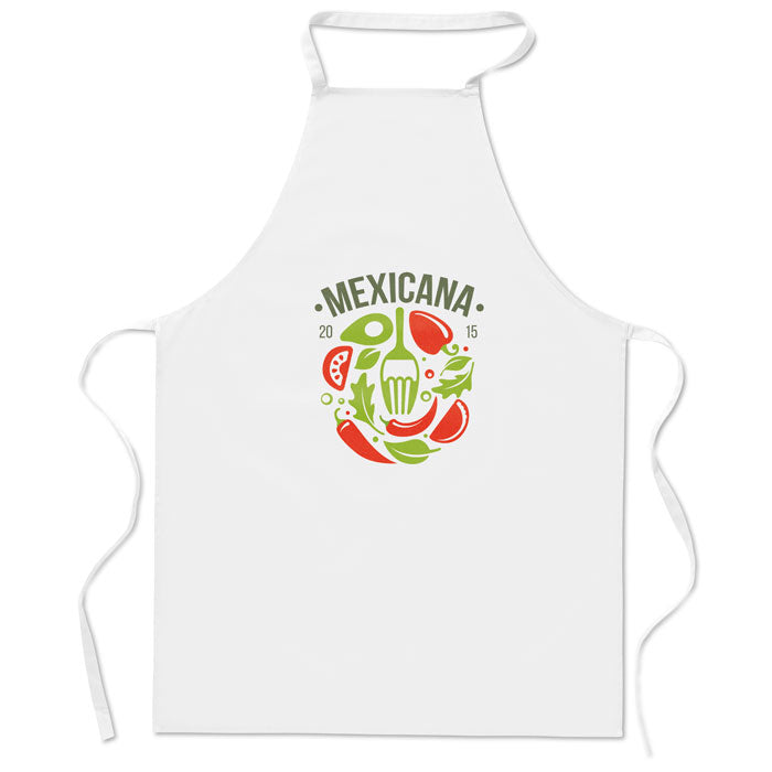 Branded Cotton Kitchen Apron 180gsm in White