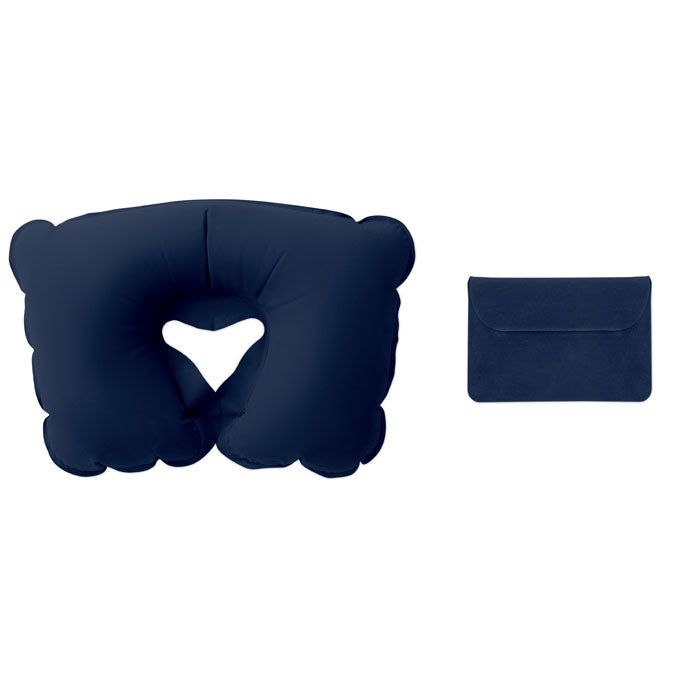 Branded Inflatable Pillow in Pouch in Blue