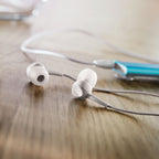 Branded Silicone Cover Earphones in Box in use