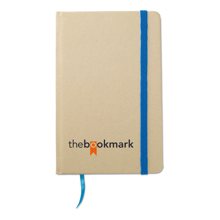 Branded A6 Plain Recycled Hard Cover Notebook in Blue