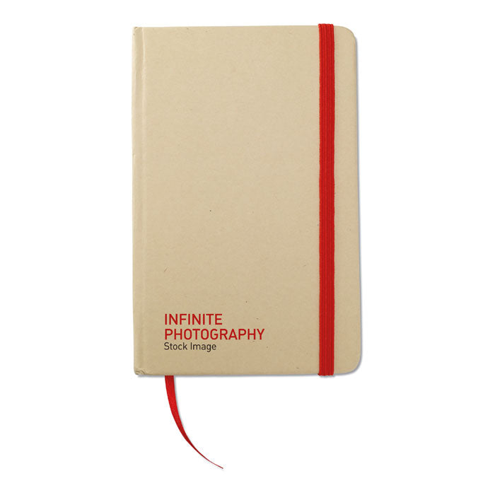 Branded A6 Plain Recycled Hard Cover Notebook in Red