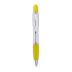 Branded 2-in-1 Pen and Highlighter - Silver Satin in Yellow