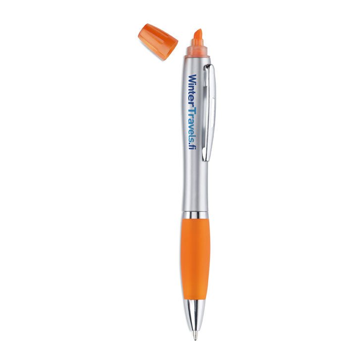 Branded 2-in-1 pen and highlighter, printed