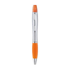 Branded 2-in-1 pen and highlighter, silver satin