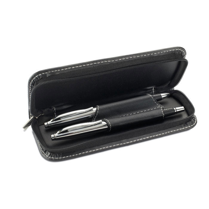 Branded metal pen and roller set in PU pouch