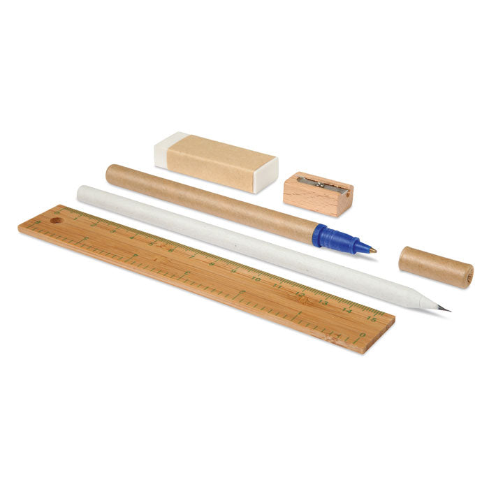 Branded Wooden Stationery Set in Cotton Pouch