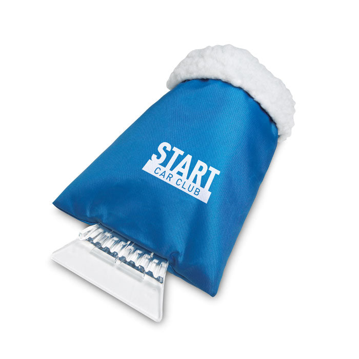 Branded Car Ice Scraper with Mitten in Blue