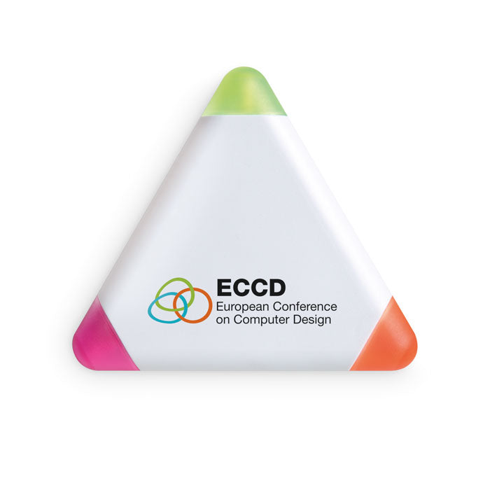 Branded triangular multi-colour highlighter, printed