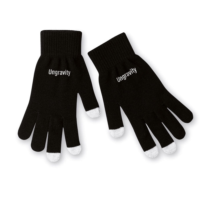 Branded Tactile Gloves for Smartphones in Black