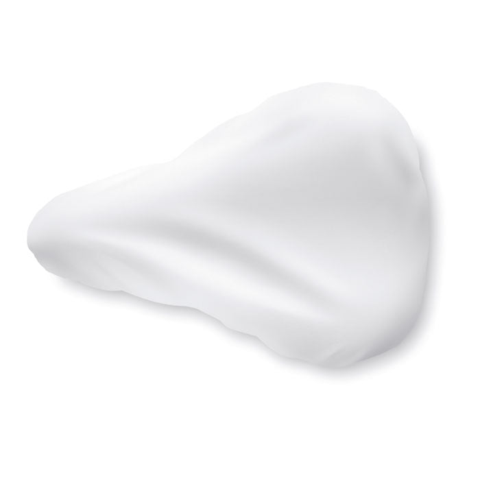 Branded Polyester Bicycle Saddle Cover in White