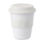 Branded PP Tumbler with Silicone Lid and Ring in White