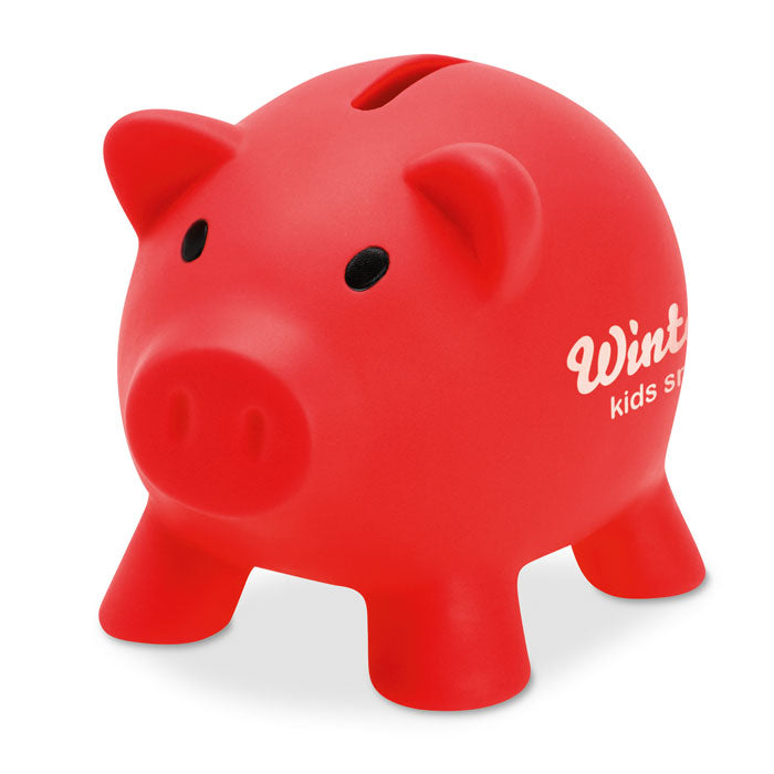 Branded PVC Piggy Bank in Red