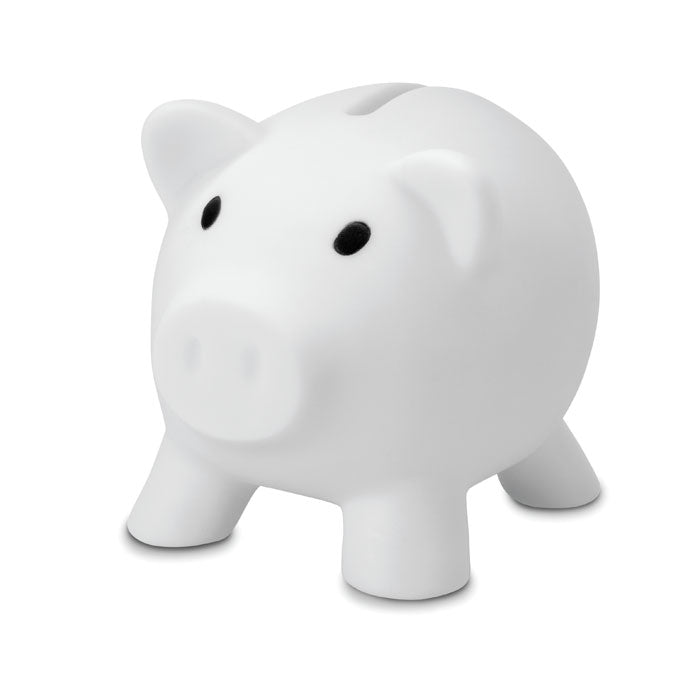 Branded PVC Piggy Bank in White