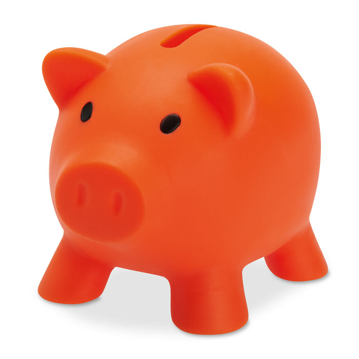 Branded PVC Piggy Bank in Orange