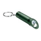 Branded Metal LED Torch Key Ring with Bottle Opener in Green
