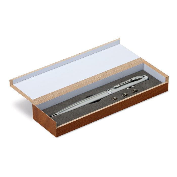 Branded Multifunction Pen and Laser Pointer in Wooden Box