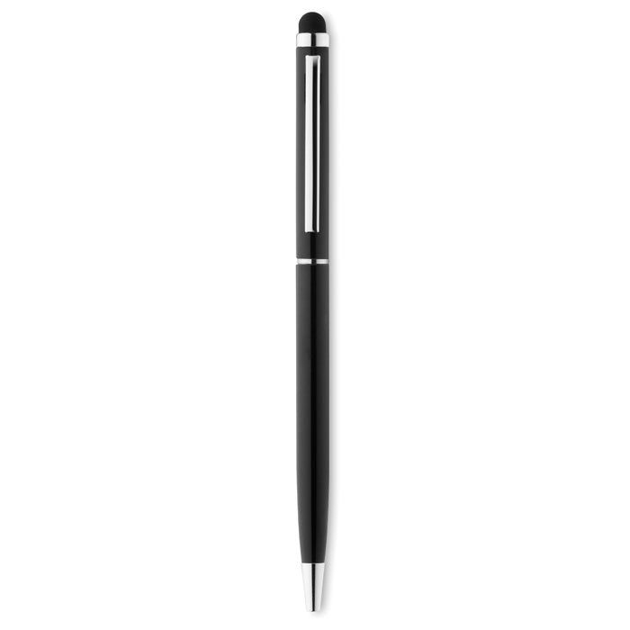 Branded Twist Stylus Pen with Chrome Clip in Black