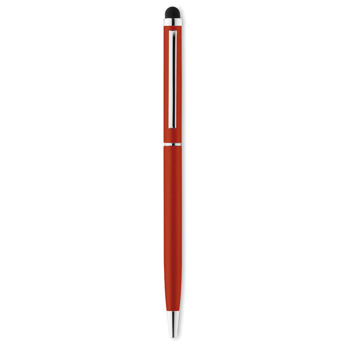 Branded Twist Stylus Pen with Chrome Clip in Red