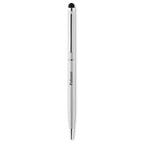 Branded Twist Stylus Pen with Chrome Clip in Silver