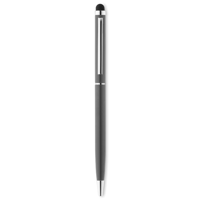 Branded Twist Stylus Pen with Chrome Clip in Silver