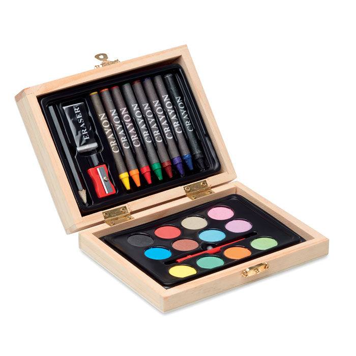 Branded Mini Artist Set in Wooden Box without branding