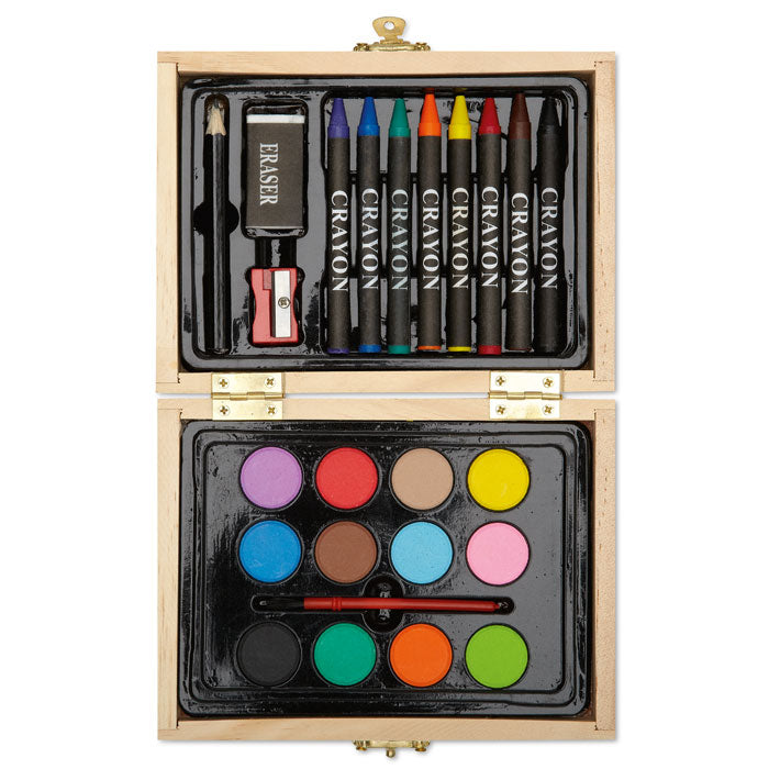 Branded Mini Artist Set in Wooden Box without branding